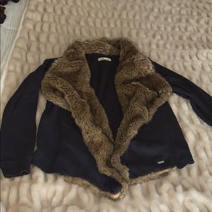 HollisterCo. faux fur black cardigan
